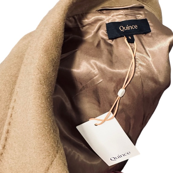 NWT QUINCE Italian Wool Overcoat Double-Breasted Dark Camel Tan Men’s Small - Picture 4 of 16